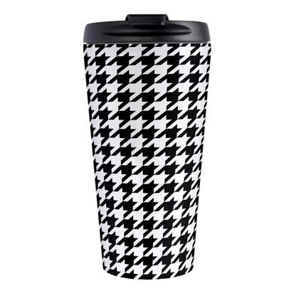 Black and White Houndstooth Travel Mug (15oz, stainless steel insulated) at Amy's Coffee Mugs