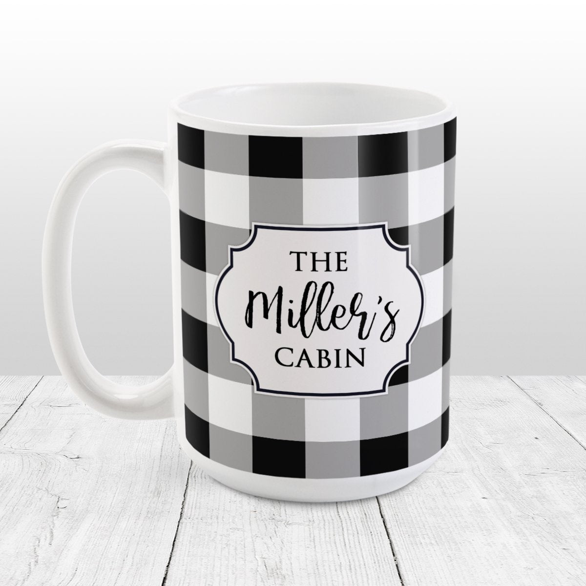 Personalized Black and White Buffalo Plaid Tumbler Cup – Amy's Coffee Mugs