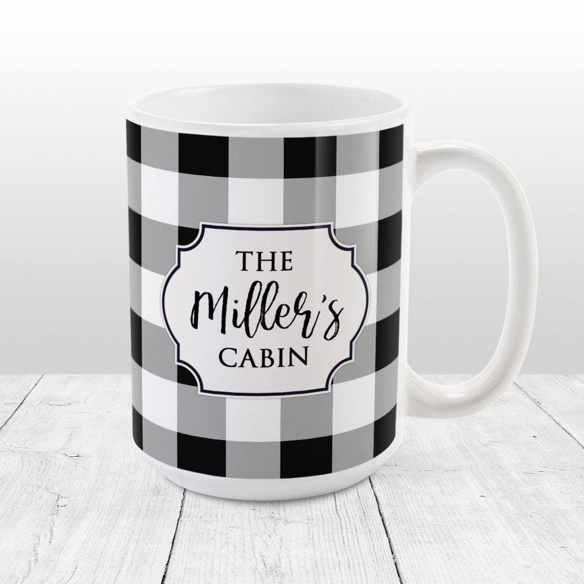 Personalized Black and White Buffalo Plaid Tumbler Cup – Amy's Coffee Mugs