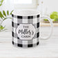 Black and White Personalized Buffalo Plaid Pattern Mug at Amy's Coffee Mugs
