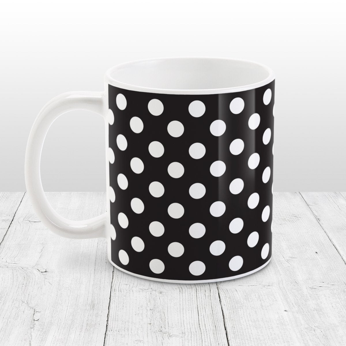 Black Polka Dot Pattern Mug at Amy's Coffee Mugs