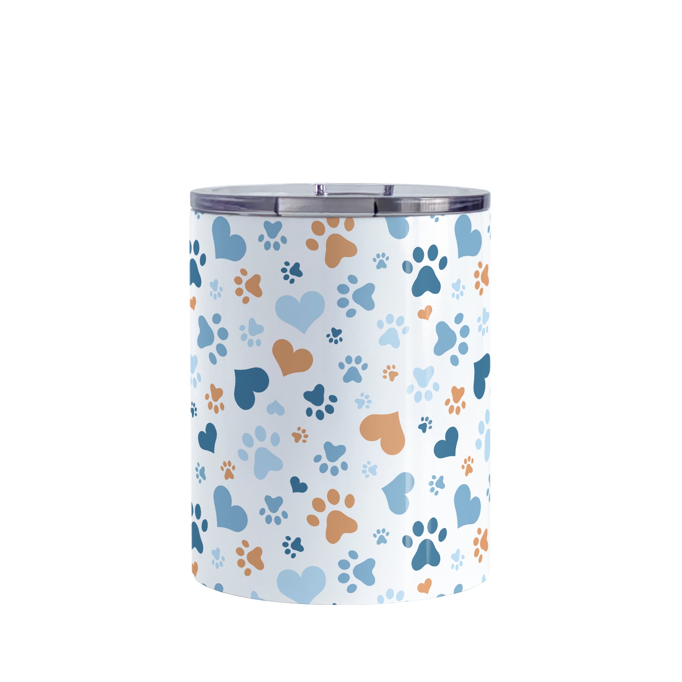 Blue Hearts and Paw Prints Travel Mug – Amy's Coffee Mugs