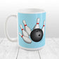 Bowling Ball and Pins Blue Bowling Mug at Amy's Coffee Mugs