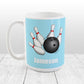 Bowling Ball and Pins Blue - Personalized Bowling Mug (15oz) at Amy's Coffee Mugs