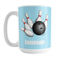 Bowling Ball and Pins Blue - Personalized Bowling Mug (15oz) at Amy's Coffee Mugs