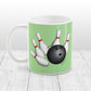Bowling Ball and Pins Green Bowling Mug at Amy's Coffee Mugs