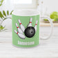 Bowling Ball and Pins Green - Personalized Bowling Mug (11oz) at Amy's Coffee Mugs