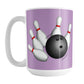 Bowling Ball and Pins Purple Bowling Mug (15oz) at Amy's Coffee Mugs