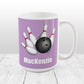 Bowling Ball and Pins Purple - Personalized Bowling Mug (15oz) at Amy's Coffee Mugs