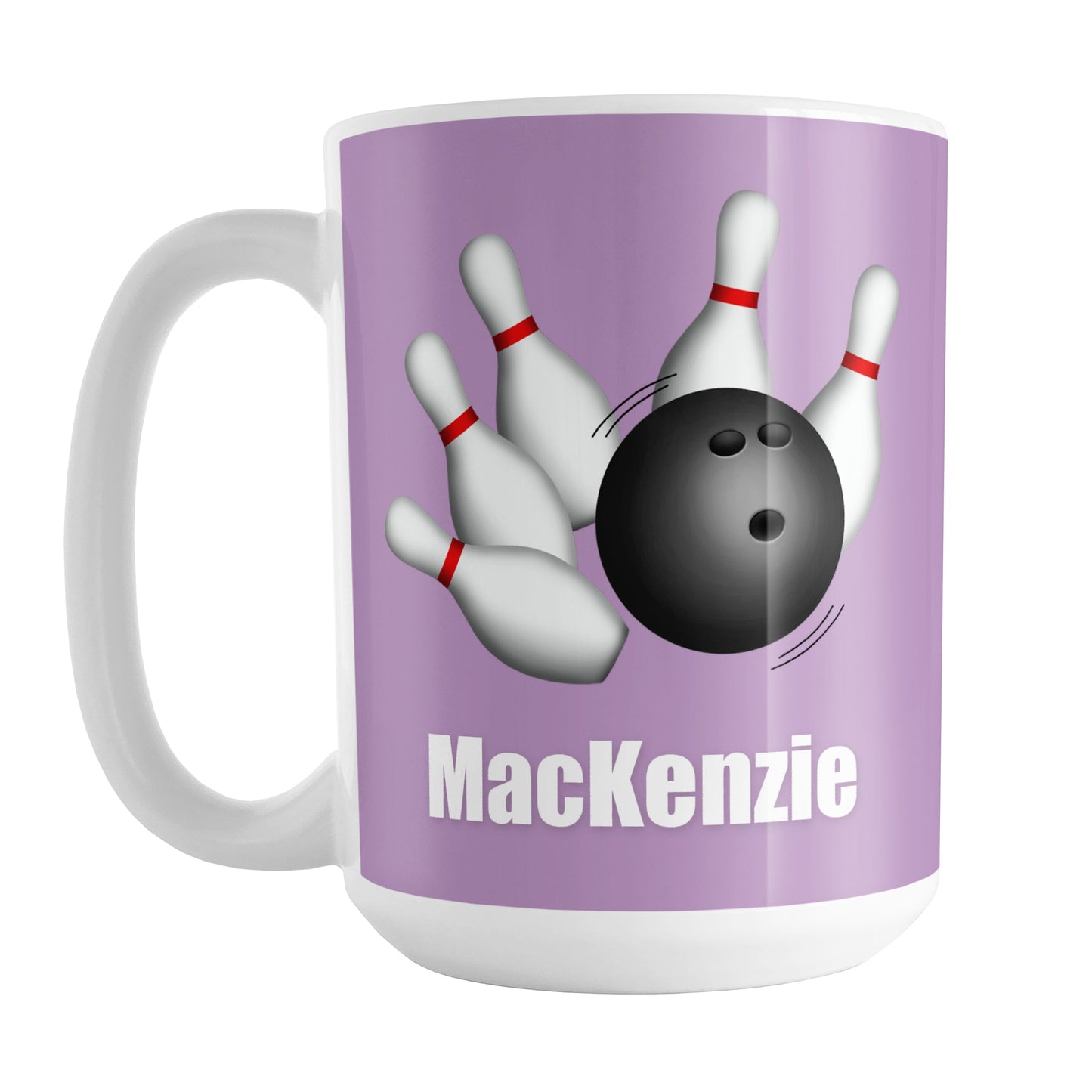 Bowling Ball and Pins Purple - Personalized Bowling Mug (15oz) at Amy's Coffee Mugs