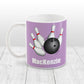 Bowling Ball and Pins Purple - Personalized Bowling Mug (11oz) at Amy's Coffee Mugs