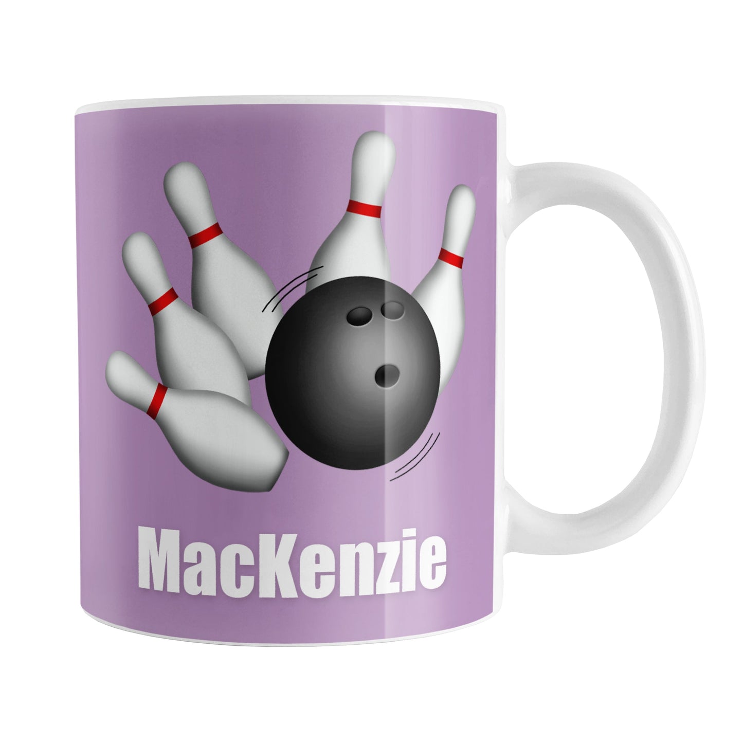 Bowling Ball and Pins Purple - Personalized Bowling Mug (11oz) at Amy's Coffee Mugs