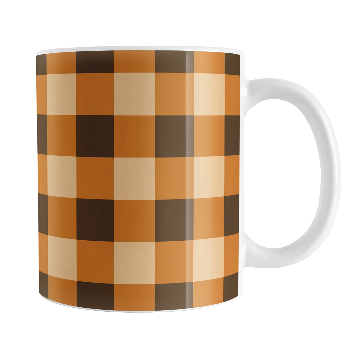 Brown and Orange Fall Buffalo Plaid Mug (11oz) at Amy's Coffee Mugs