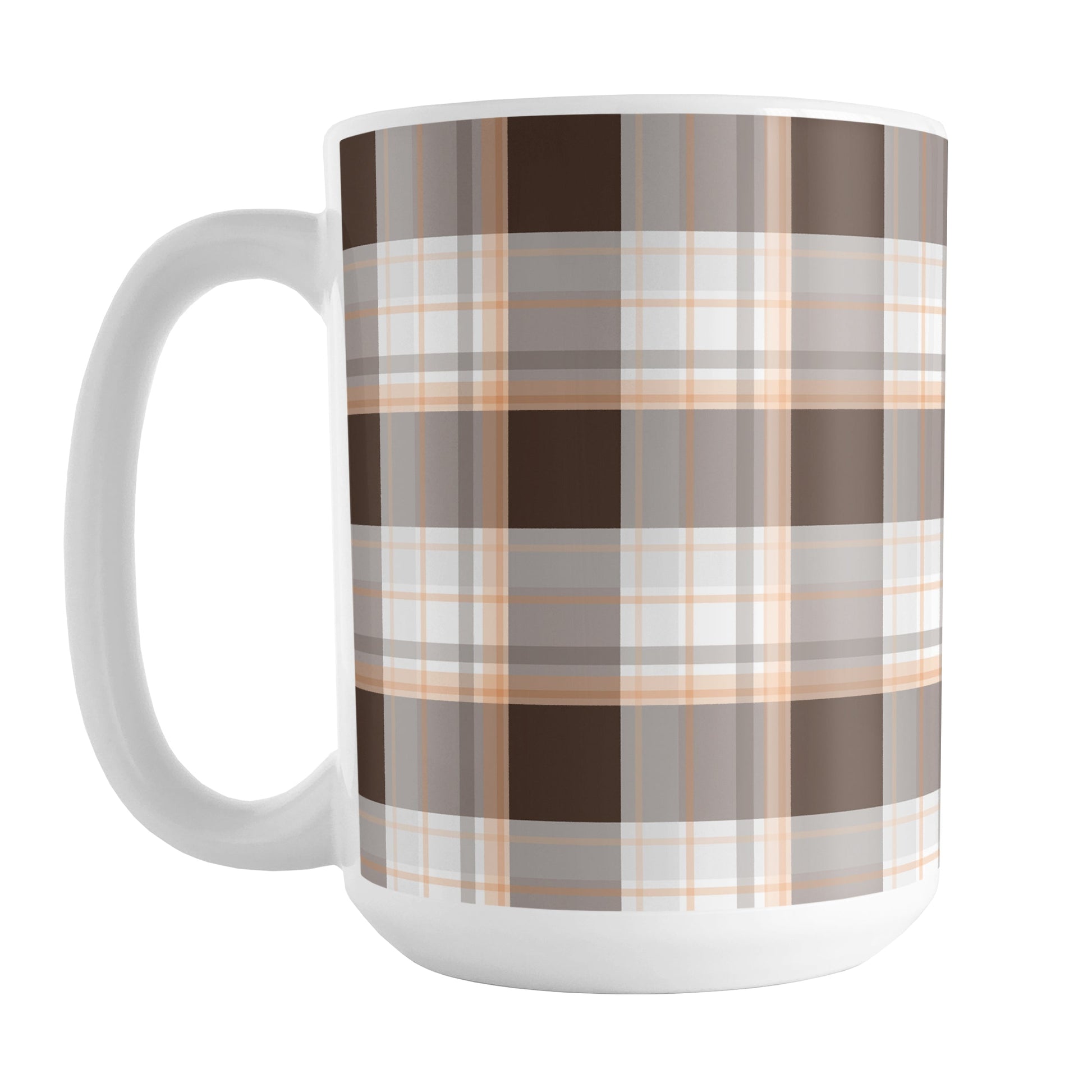 Brown Orange Plaid Mug (15oz) at Amy's Coffee Mugs