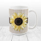 Burlap and Lace Brown Sage Sunflower Mug at Amy's Coffee Mugs
