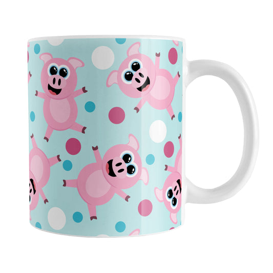 Cartoon Pink and Blue Pattern - Cute Pig Mug (11oz) at Amy's Coffee Mugs