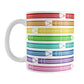 Colored Pencils Pattern Mug (11oz) at Amy's Coffee Mugs. A ceramic coffee mug designed with a pattern of colored pencils in stacked rows, in a rainbow progression, that wraps around the mug to the handle.