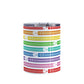 Colored Pencils Pattern Tumbler Cup (10oz) at Amy's Coffee Mugs. A stainless steel insulated tumbler cup designed with a pattern of colored pencils in stacked rows, in a rainbow progression, that wraps around the cup.
