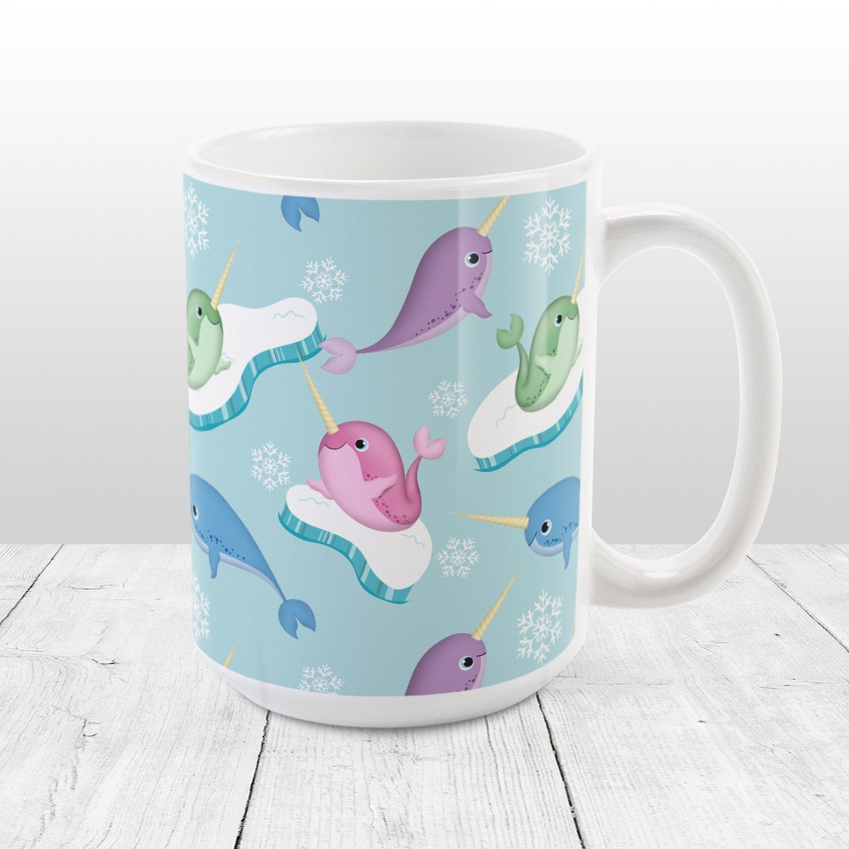 Colorful Arctic Narwhal Pattern Mug at Amy's Coffee Mugs