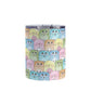 Colorful Cat Stack Pattern Tumbler Cup (10oz, stainless steel insulated) at Amy's Coffee Mugs. Cute cats tumbler cup with an illustrated pattern of different colorful cats (in pink, orange, yellow, green, turquoise, and blue) with different fun expressions, with yarn, coffee, and donuts. This stacked pattern of cats wraps around the cup.