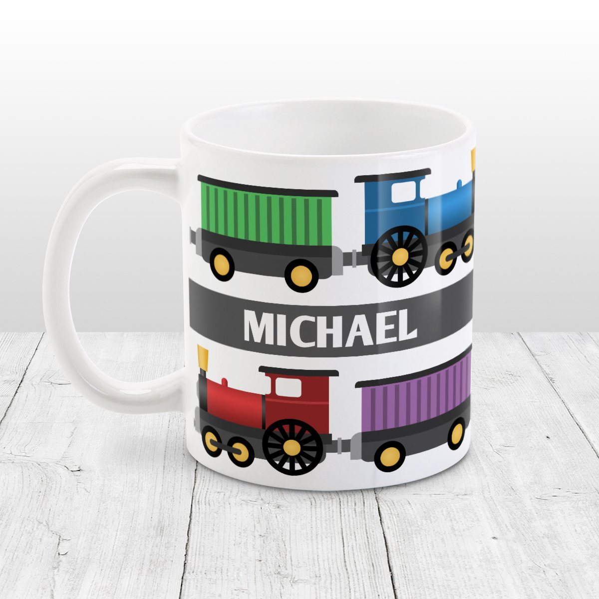 Colorful Locomotive - Personalized Train Mug at Amy's Coffee Mugs