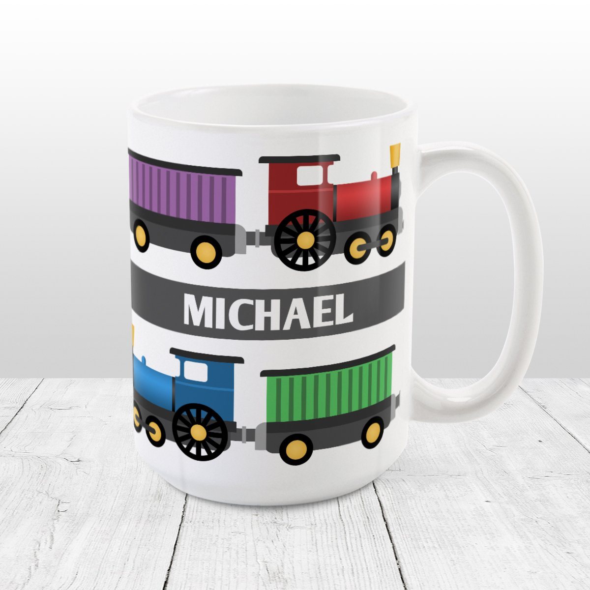 Colorful Locomotive - Personalized Train Mug at Amy's Coffee Mugs