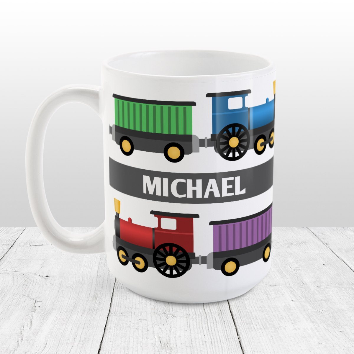 Colorful Locomotive - Personalized Train Mug at Amy's Coffee Mugs