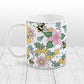 Colorful Pink Floral Bee Pattern Mug (11oz) at Amy's Coffee Mugs