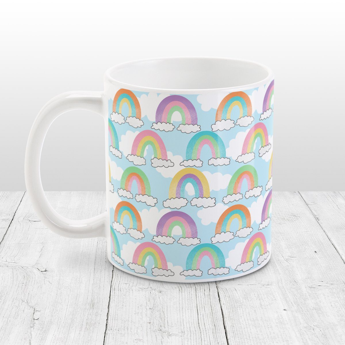 Colorful Rainbows Sky Pattern Mug at Amy's Coffee Mugs