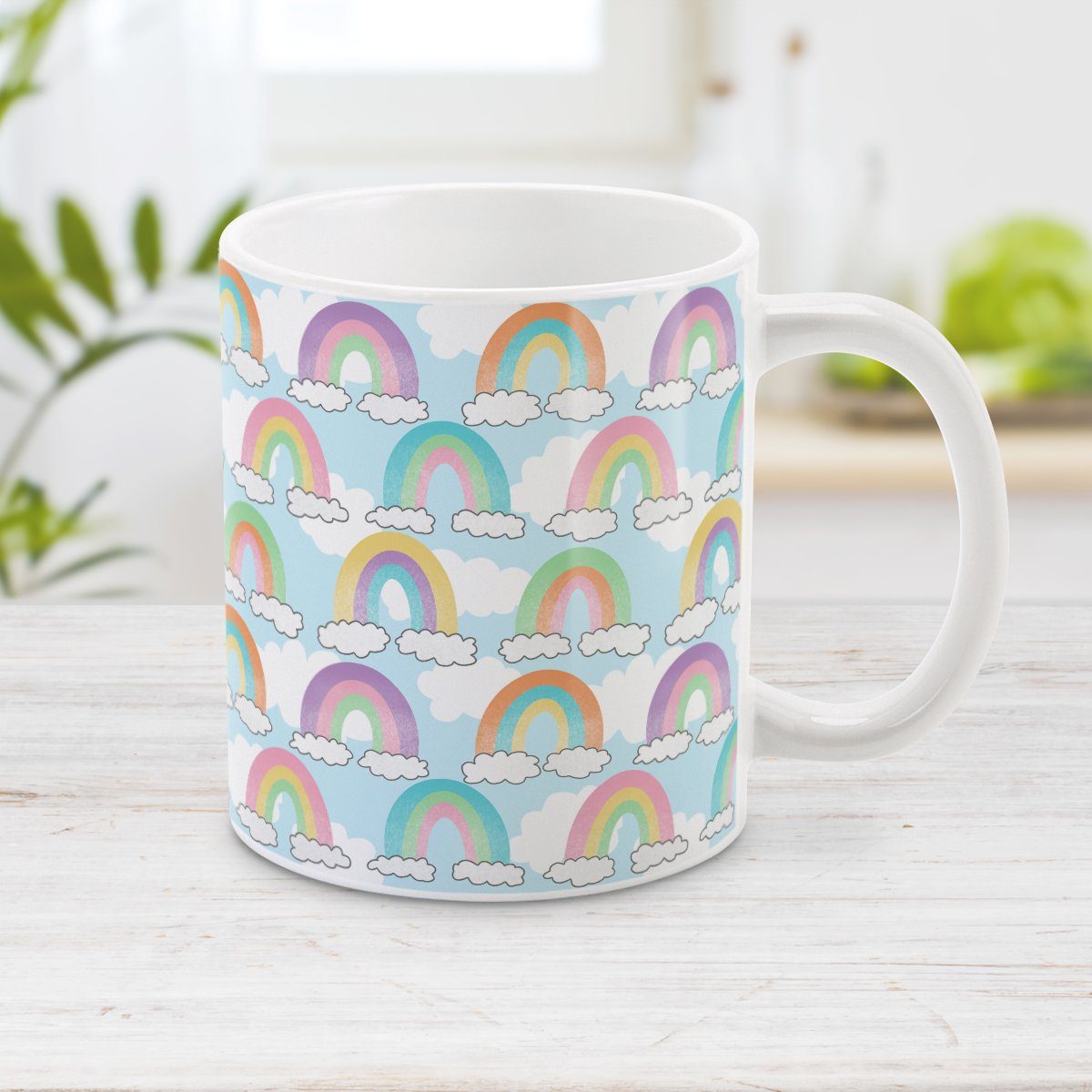 Colorful Rainbows Sky Pattern Mug at Amy's Coffee Mugs
