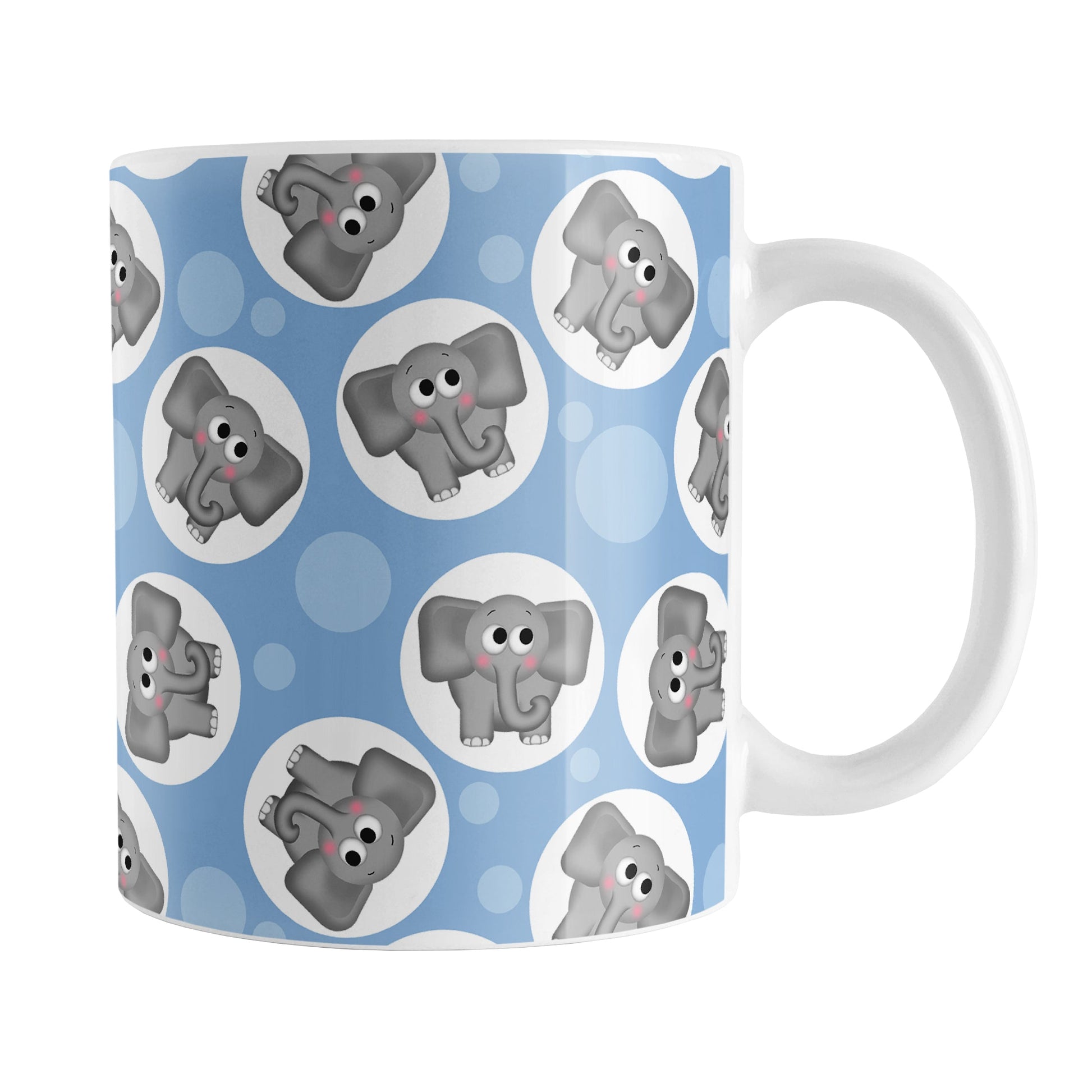 Cute Blue Elephant Pattern Mug (11oz) at Amy's Coffee Mugs