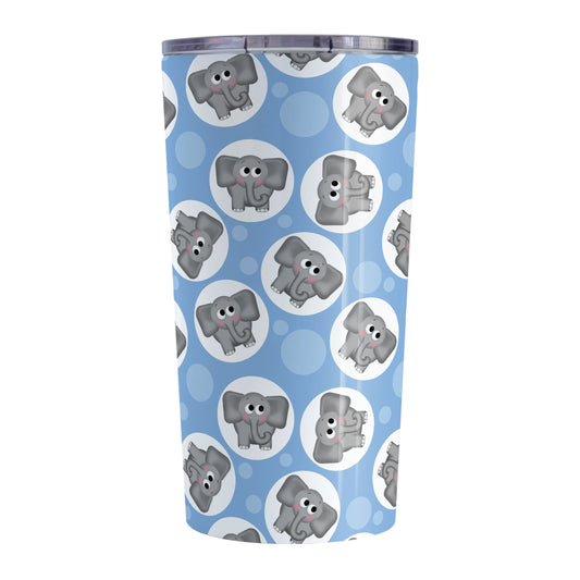 Cute Blue Elephant Pattern Tumbler Cup (20oz, stainless steel insulated) at Amy's Coffee Mugs