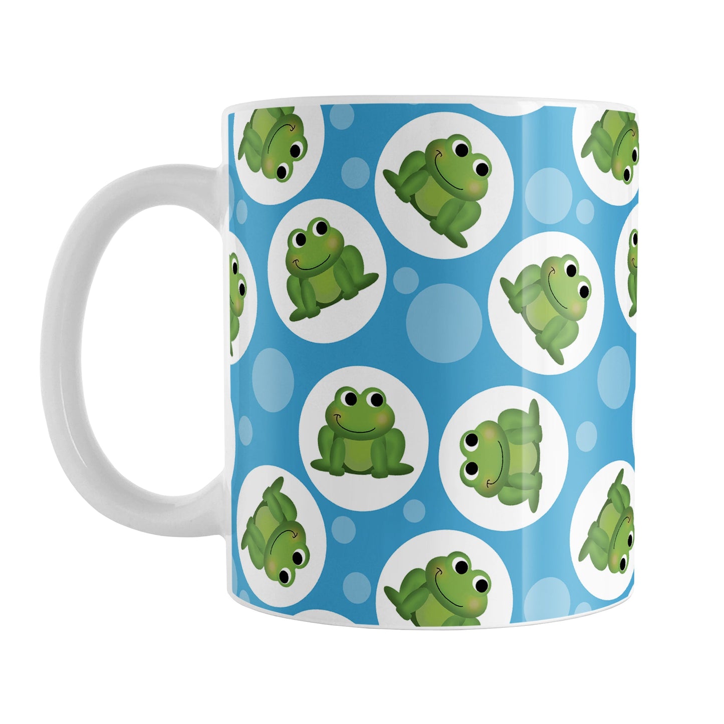 Cute Blue Frog Pattern Mug (11oz) at Amy's Coffee Mugs