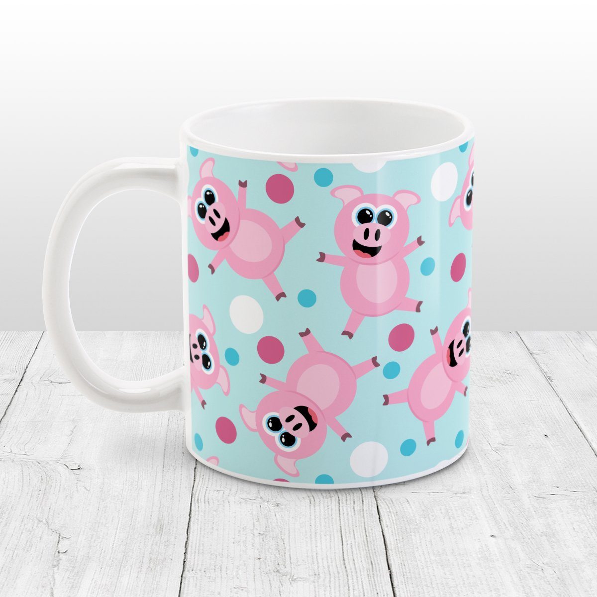 Cute Cartoon Pig Pink and Blue Pattern - Pig Mug at Amy's Coffee Mugs