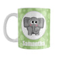 Cute Elephant Bubbly Green Personalized Mug (11oz) at Amy's Coffee Mugs