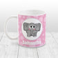 Cute Elephant Bubbly Pink - Personalized Elephant Mug at Amy's Coffee Mugs