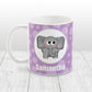 Cute Elephant Bubbly Purple - Personalized Elephant Mug at Amy's Coffee Mugs