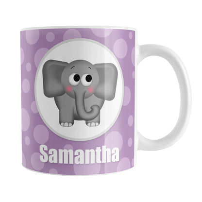 Cute Elephant Bubbly Purple Personalized Mug (11oz) at Amy's Coffee Mugs