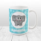 Cute Elephant Bubbly Turquoise - Personalized Elephant Mug at Amy's Coffee Mugs