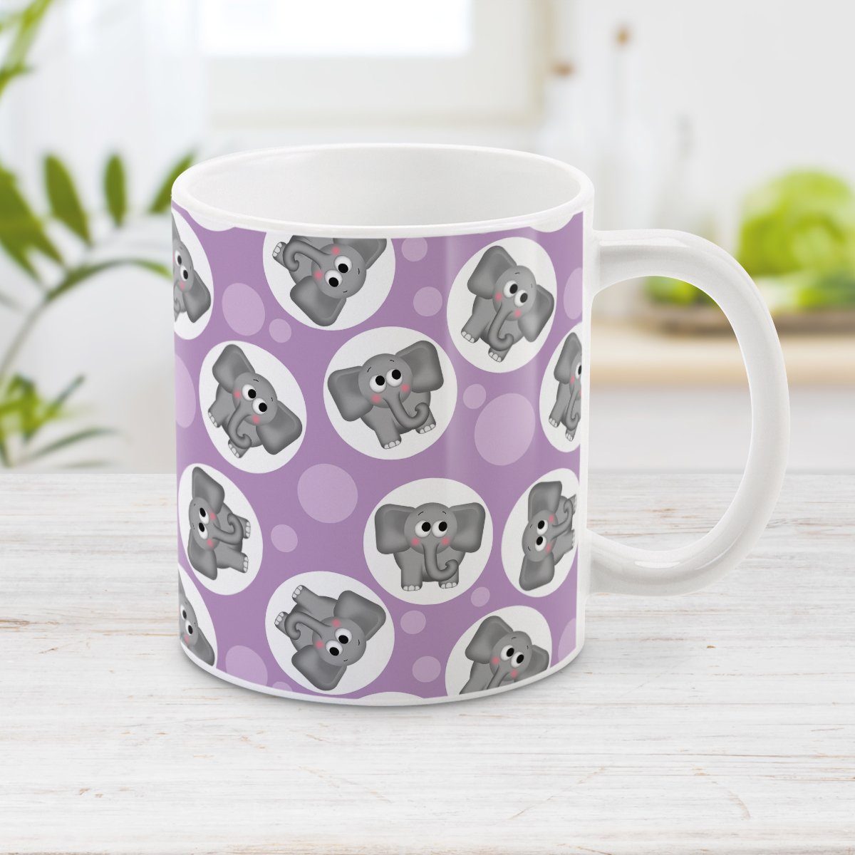 Purple Elephant Mug - Cute Elephant Pattern Purple Elephant Mug at Amy's Coffee Mugs