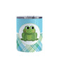 Cute Frog Green and Blue Plaid Tumbler Cup (10oz, stainless steel insulated) at Amy's Coffee Mugs
