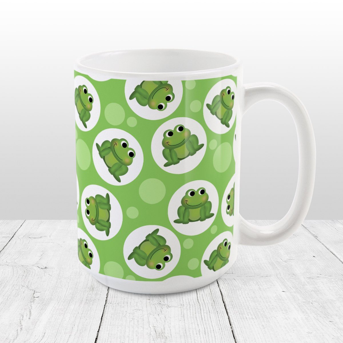 Cute Frog Pattern Green Mug at Amy's Coffee Mugs