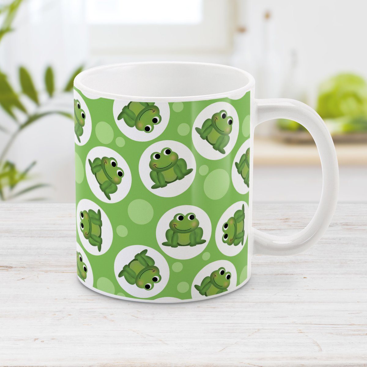 Green Frog Mug - Cute Frog Pattern Green Frog Mug at Amy's Coffee Mugs