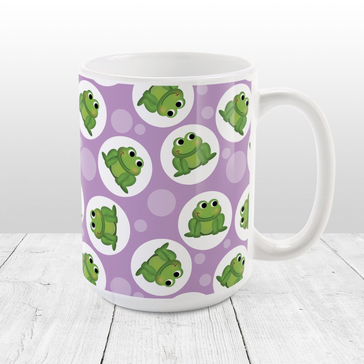 Cute Frog Pattern Purple Mug at Amy's Coffee Mugs
