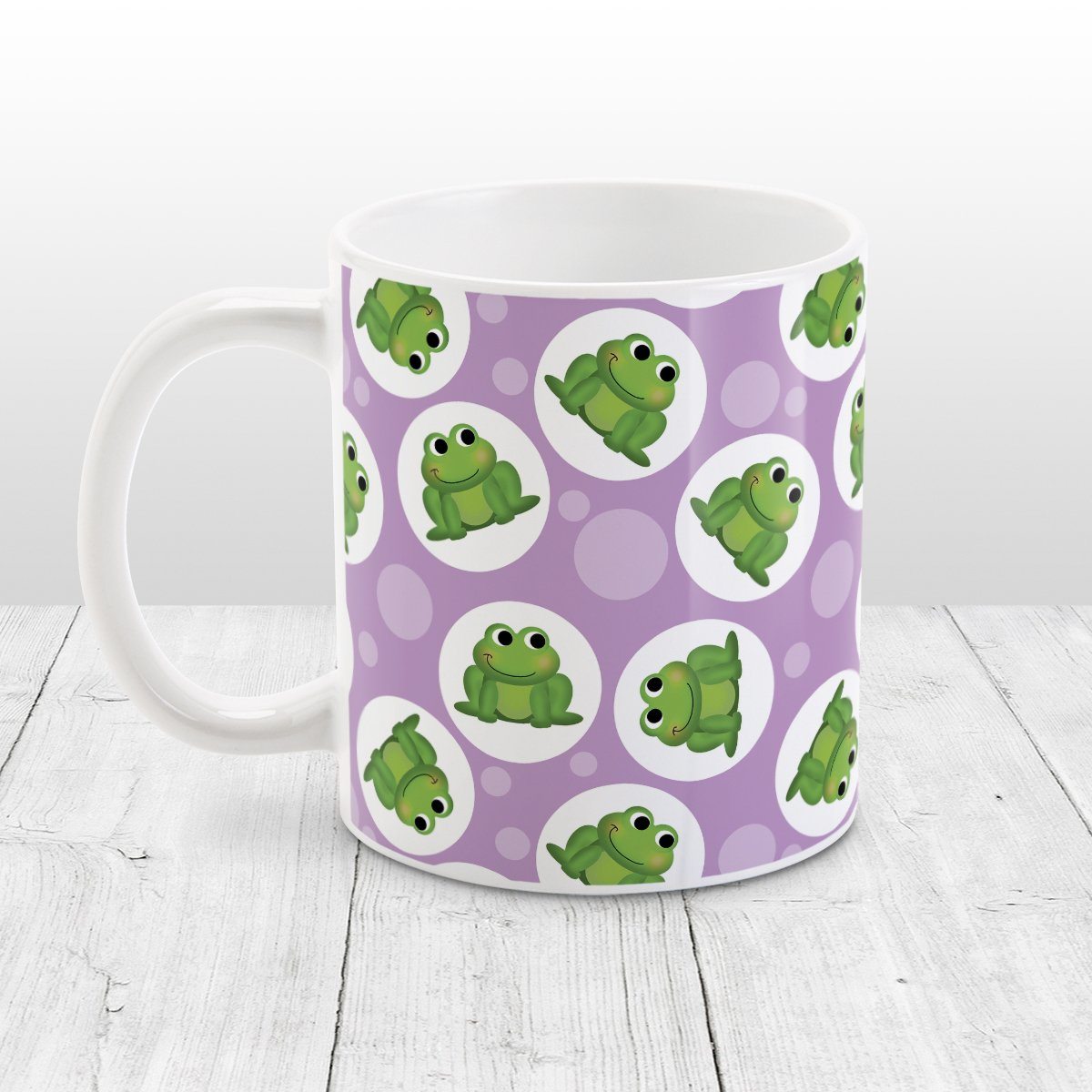 Cute Frog Pattern Purple Mug at Amy's Coffee Mugs