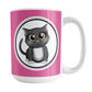 Cute Gray Cat Fuchsia Pink Mug (15oz) at Amy's Coffee Mugs