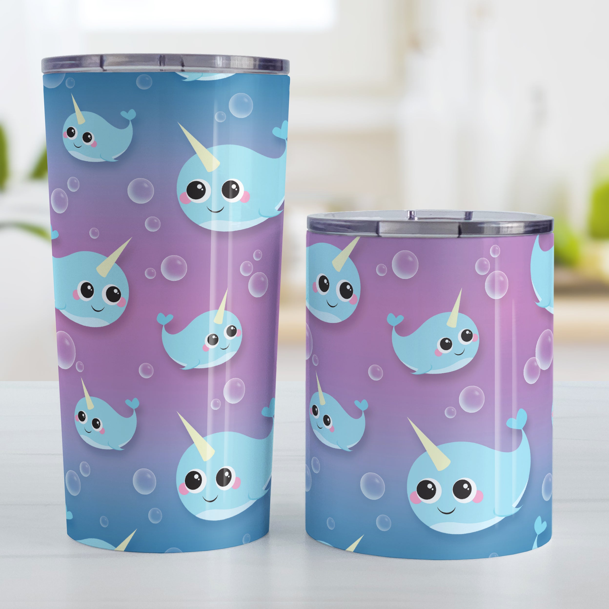 Colorful Arctic Narwhal Pattern Tumbler Cup – Amy's Coffee Mugs