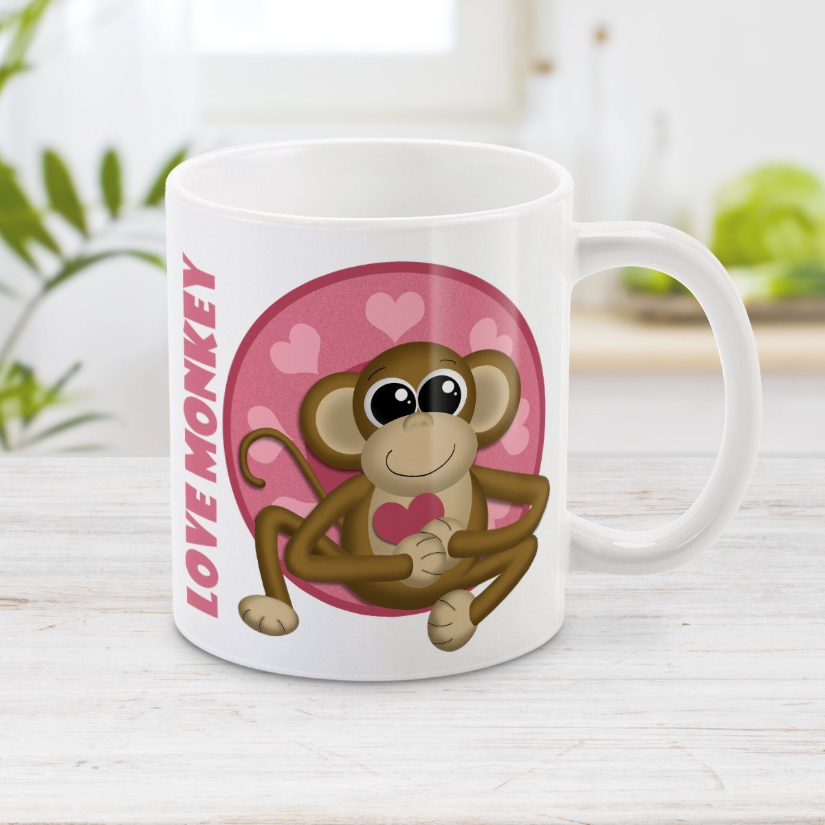 Love Monkey Mug - Cute Heart Love Monkey Mug at Amy's Coffee Mugs