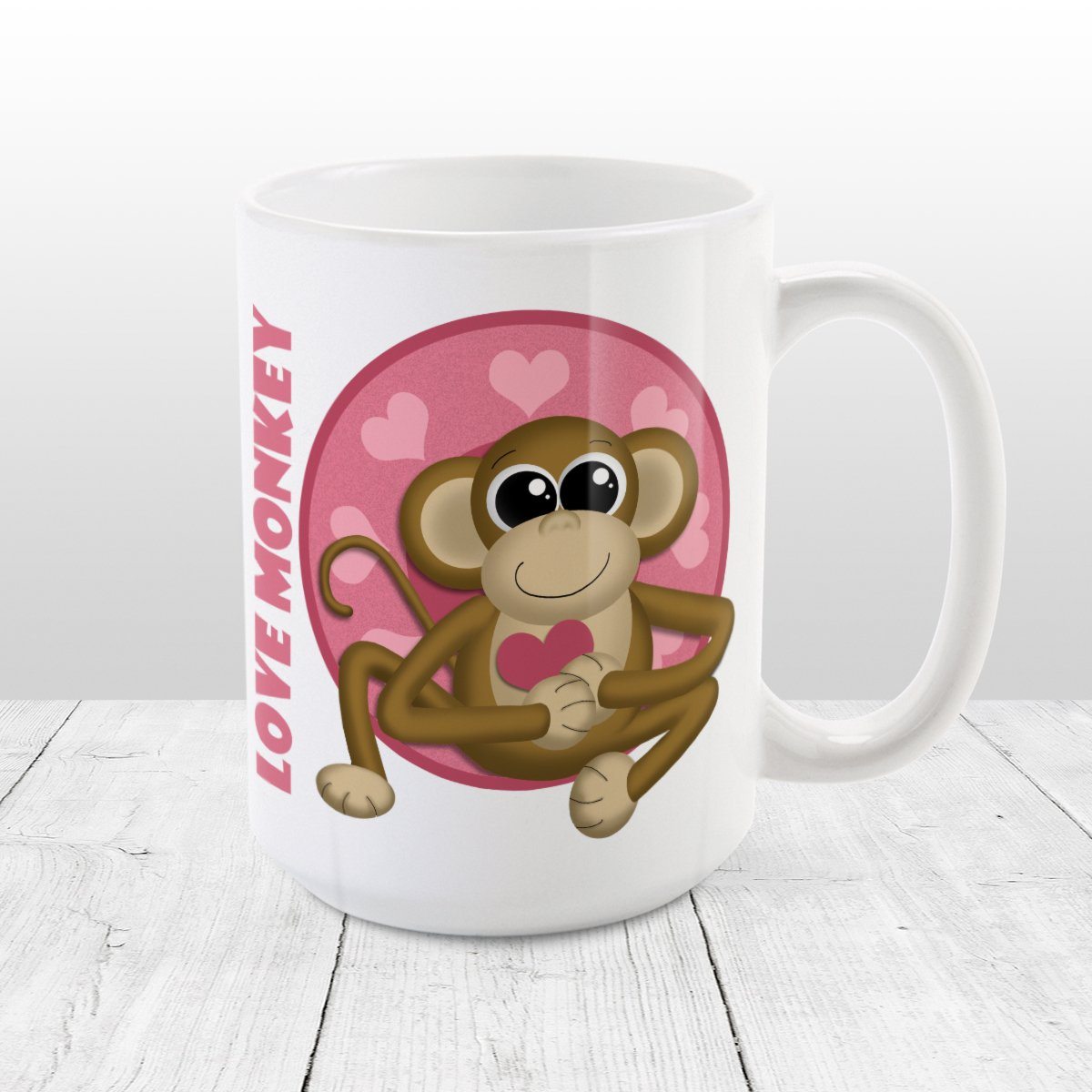 Cute Heart Love Monkey Mug at Amy's Coffee Mugs