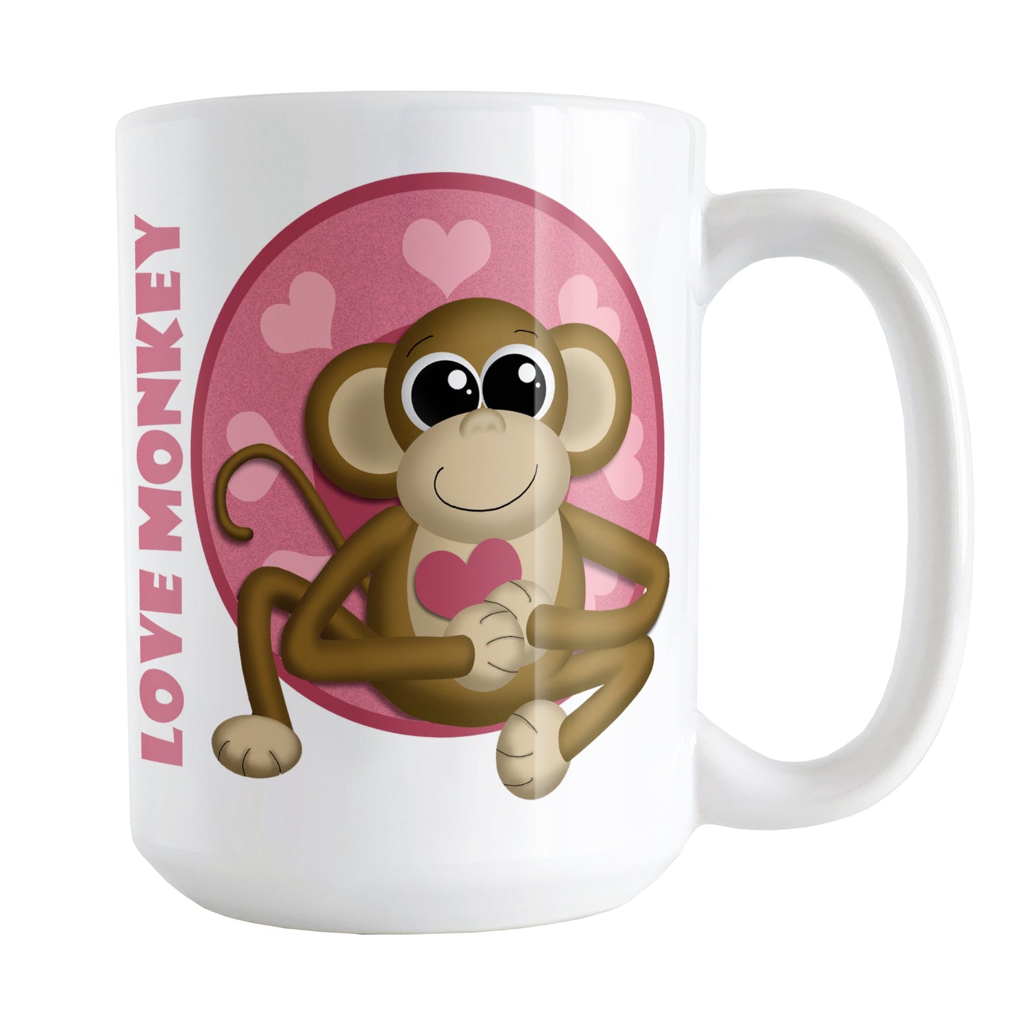Cute Heart Love Monkey Mug (15oz) at Amy's Coffee Mugs